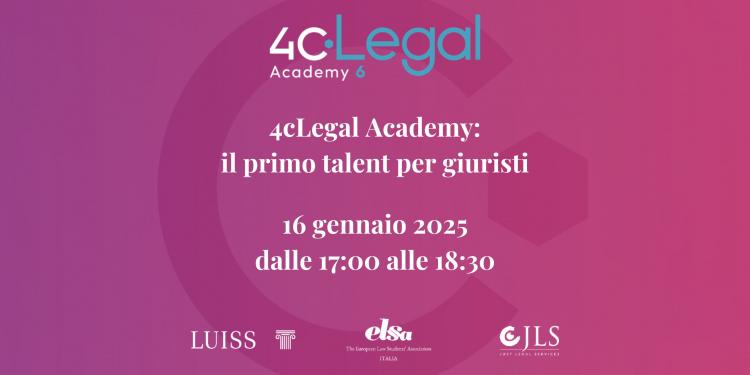 Immagine dell'articolo: <span>Webinar | 4cLegal Academy: Il Talent Show per Giuristi</span>
